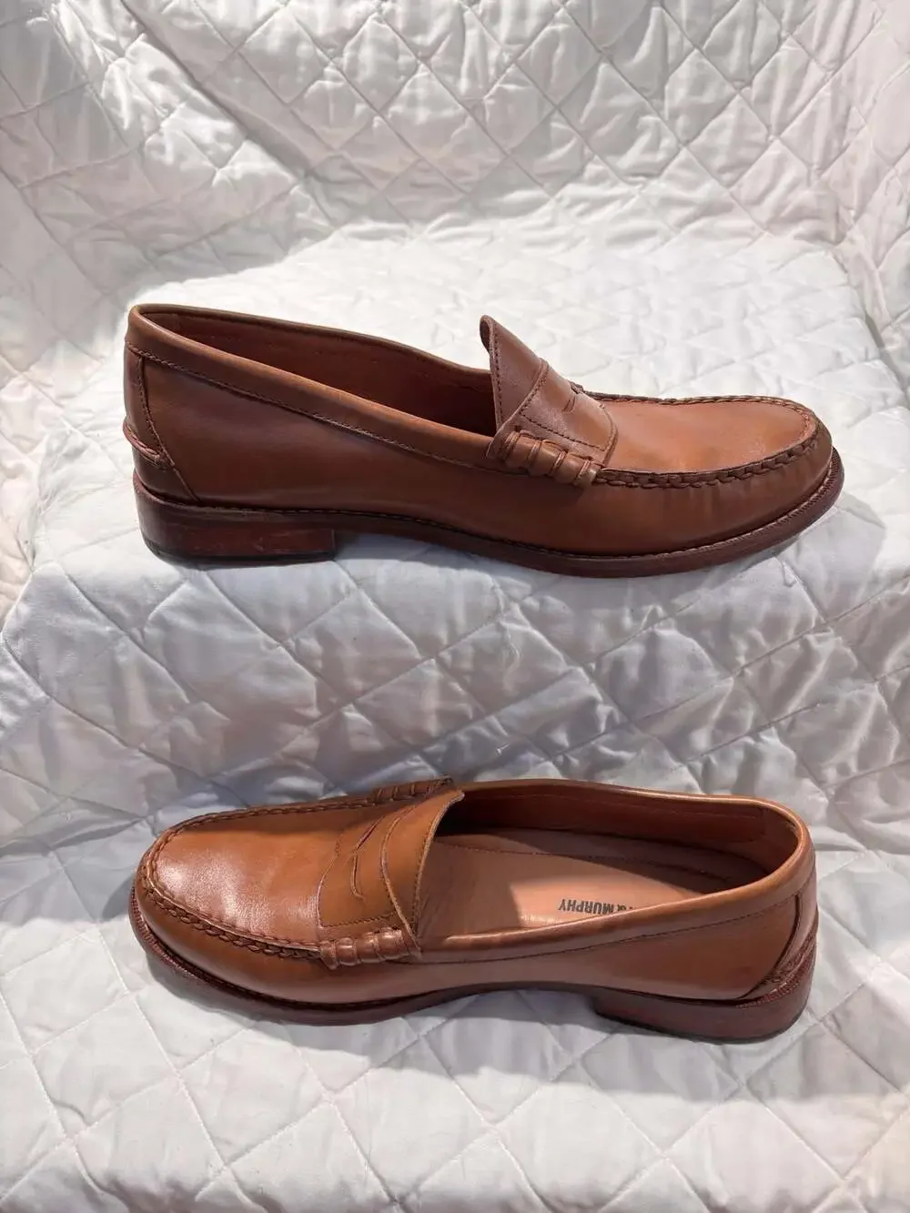 Johnston & Murphy Penny Loafers in Burnished Tan Leather